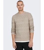 Only & Sons Stone Textured Knit Crew Neck Jumper